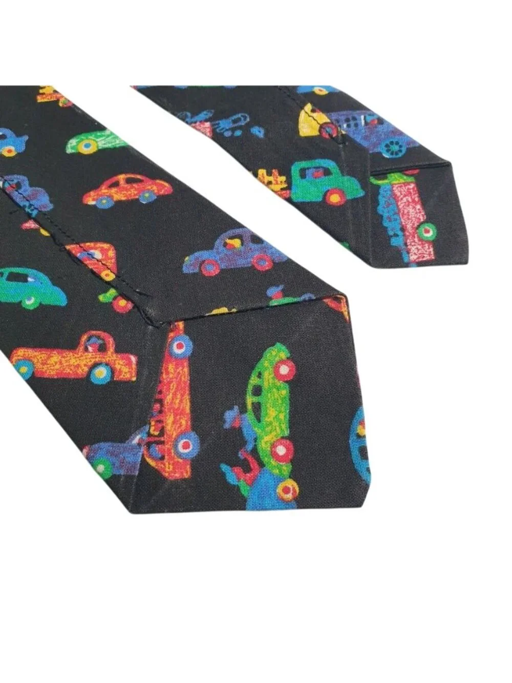 Handmade Car Print Novelty Skinny Cotton Necktie 56 x 3.25 School Teacher Gift
